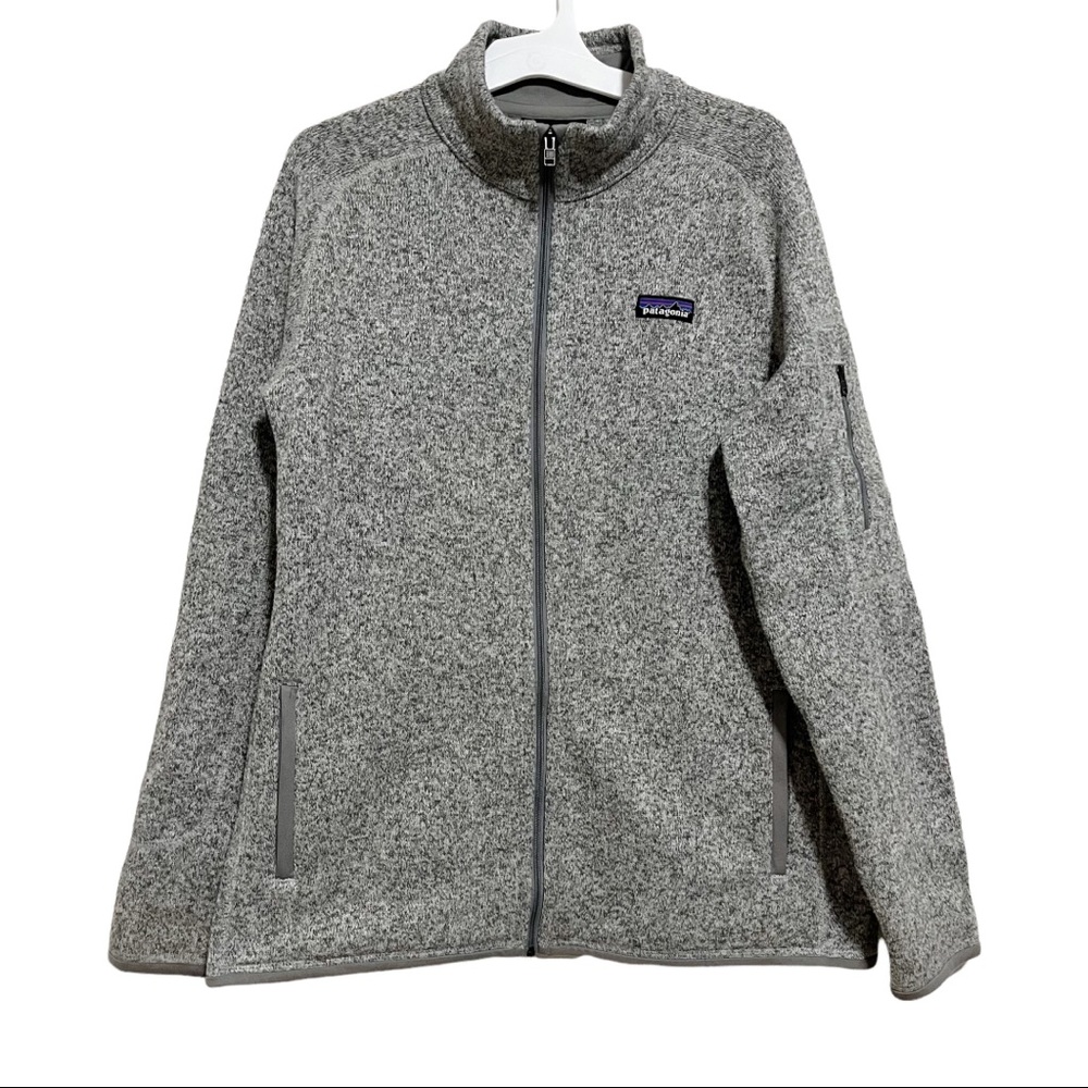 Patagonia Better Sweater Large Full Zip Knit Jacket Grey Arm Pocket Mock Neck
